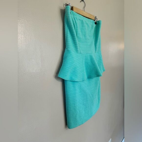 SALE! Mint Green Deb Y2K Strapless Peplum Dress Size L Juniors EUC - Picture 5 of 7